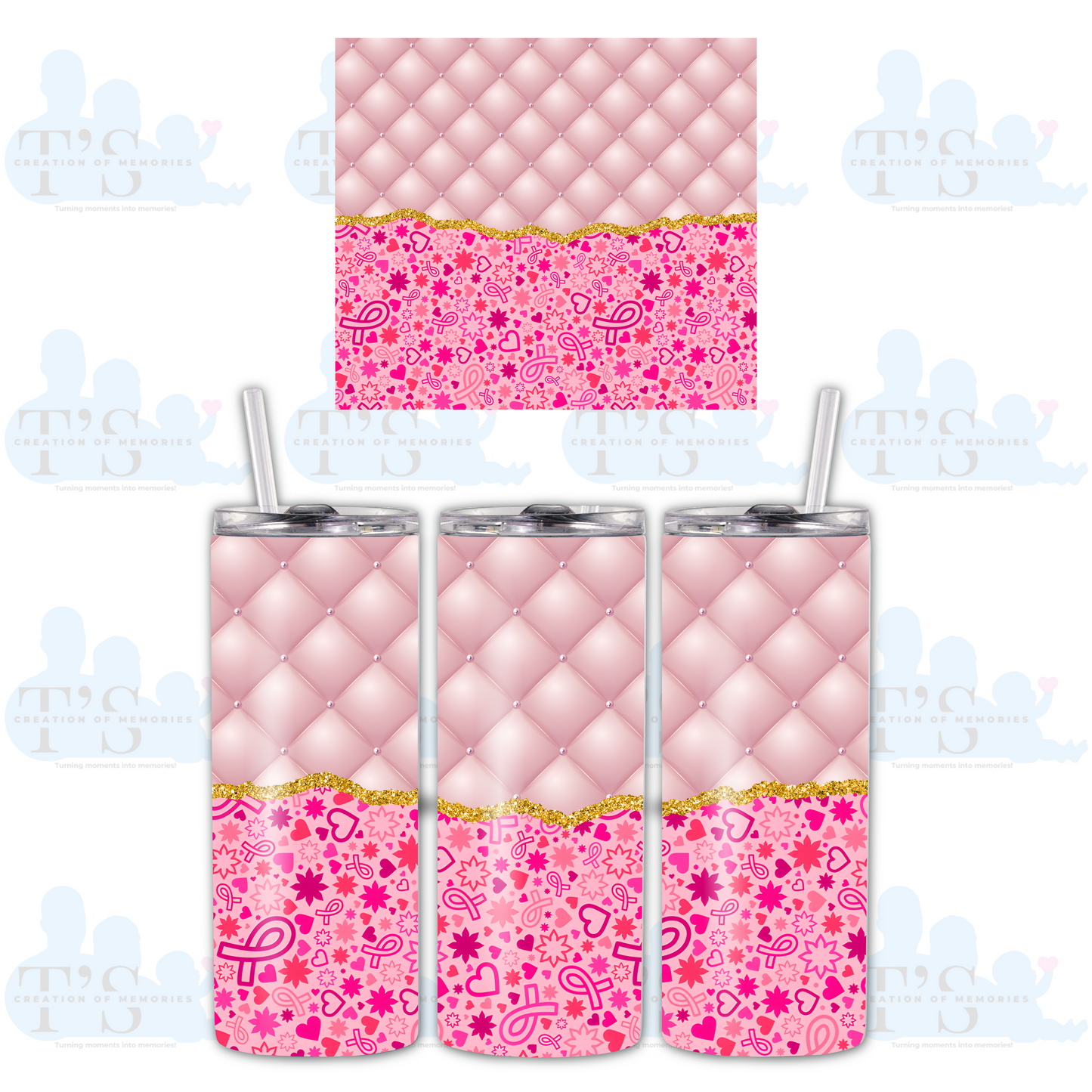 Skinny Tumbler - Pink Glitter 3D