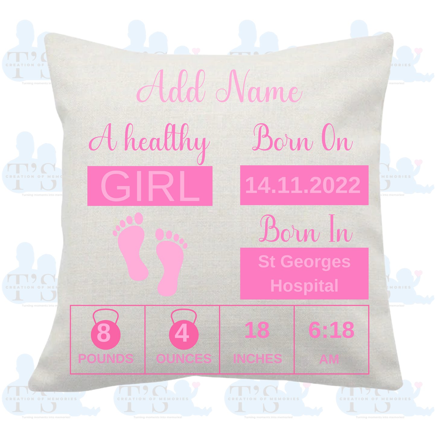 Cushion Cover 'Newborn Baby - GIRL'