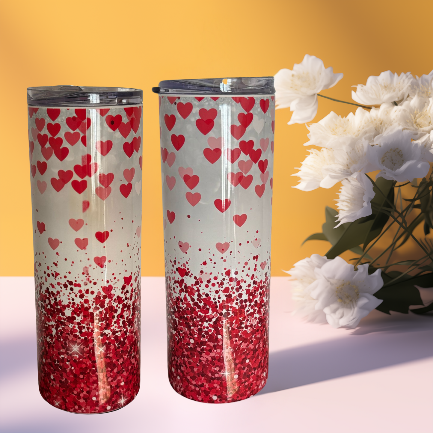 Skinny Tumbler "Glitter Heart"