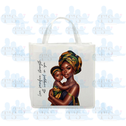 Linen Tote Bag 'Love, Sacrifice....'