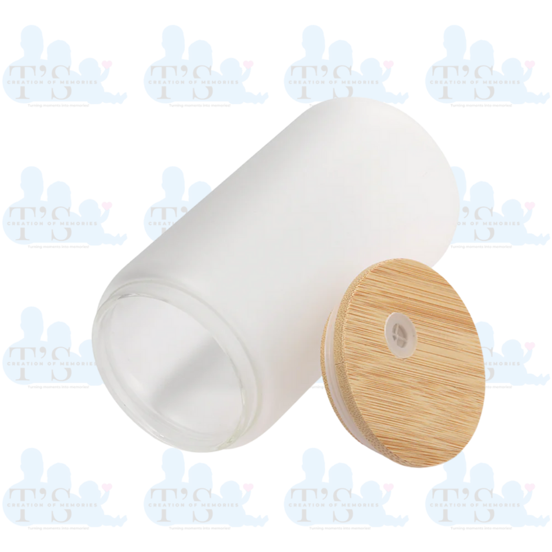 Frosted Glass Tumbler with Bamboo Lid & Straw