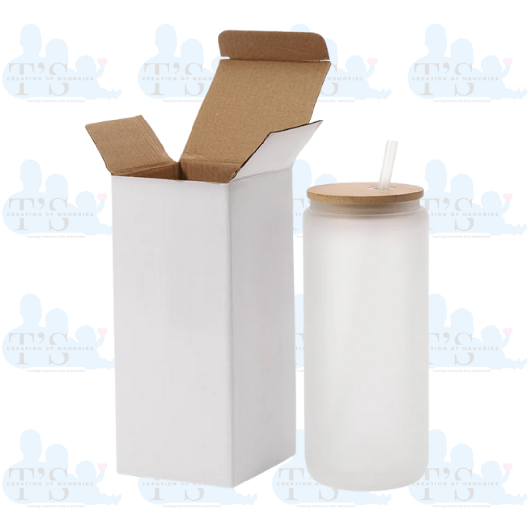 Frosted Glass Tumbler with Bamboo Lid & Straw
