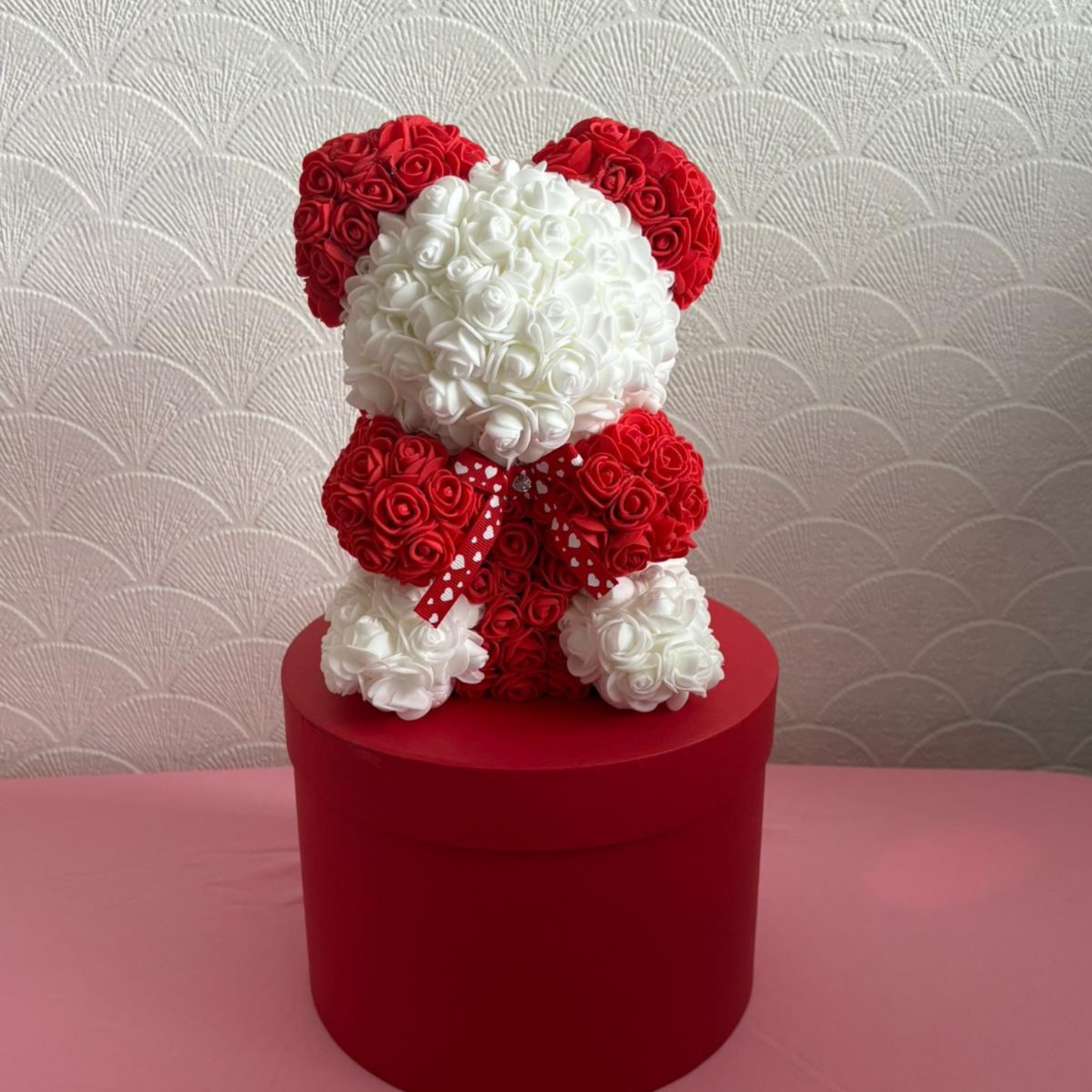 White & Red Flower Teddy