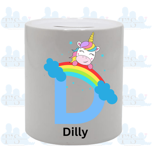Ceramic Money Pot - Unicorn/name