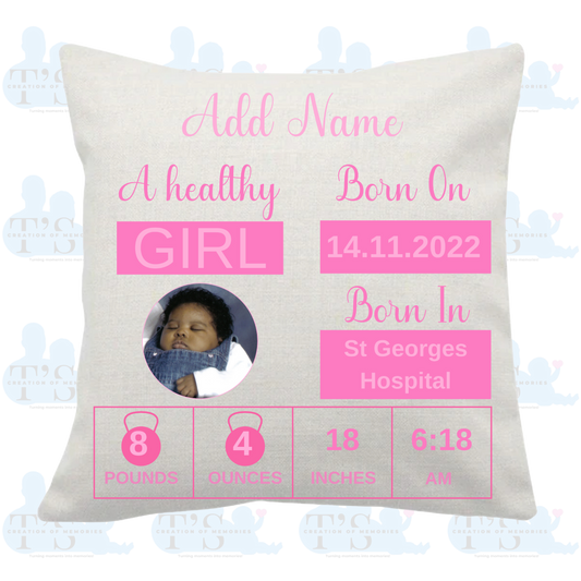 Cushion Cover 'Newborn Baby - GIRL'