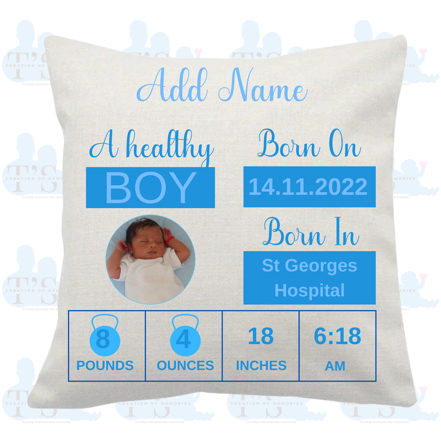 Cushion Cover 'Newborn Baby - BOY'