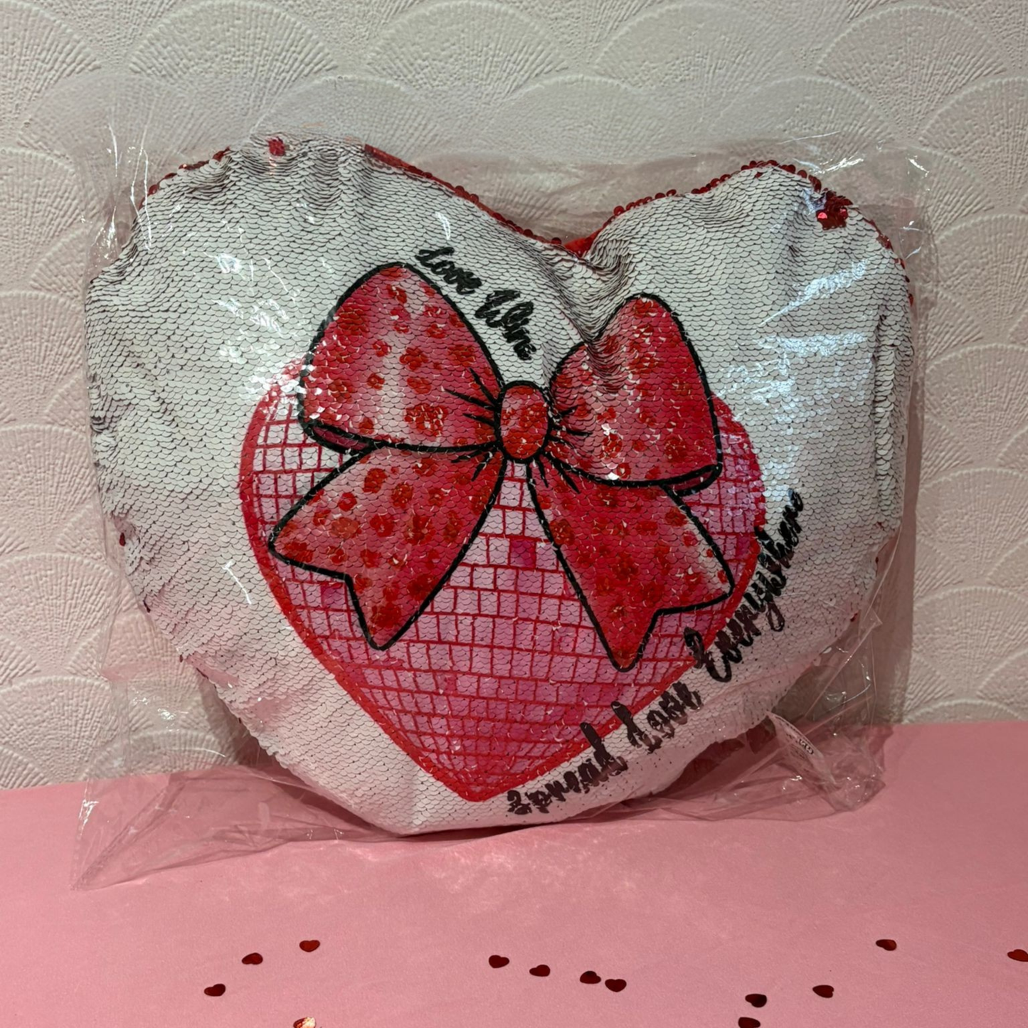 Heart Shaped Sequin Cushion